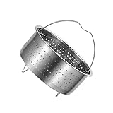 XAGMODSHN Cesta de acero inoxidable para cocinar alimentos con asa, bandeja redonda para cocinar arroz, frutas, fácil de limpiar, bandeja de cocina