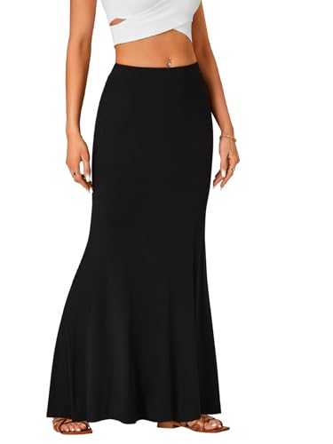 Rooscier Women's High Waist Maxi Skirt Lightweight Floor Length Flared Long Skirt4