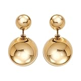HighSpark Double Sided Pearl Earrings - Pearl Front Back Earrings - Stunning Gift - Gold