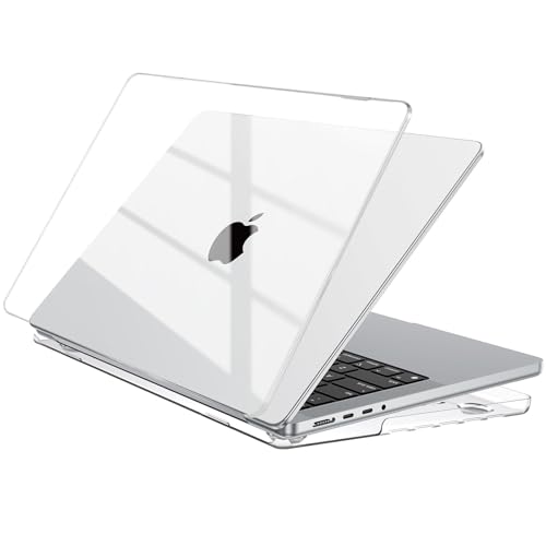 EooCoo Case compatible for Macbook Pro 14 inch M5 A3434 2025 M4 A3112 A3185 A3401 M3 A2918 A2992 M2 A2779 M1 A2442 Pro/Max, 2021-2024, Transparent Laptop Case Plastic Hard Shell Cover, Crystal Clear