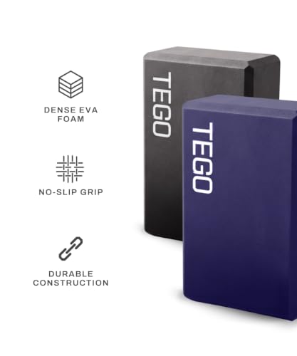 Image of TEGO Boost Yoga Block - Firm EVA - 3x6x9 Inches - Black Green - Accessory for Yoga and Pilates