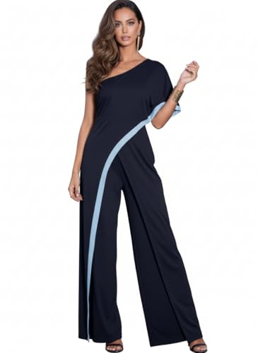 Image of KOH KOH Womens 2026 One Off Shoulder Asymmetric Long Pant Jumpsuit Romper