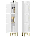 Hzuaneri Mobile Bagno, Mobiletto Bagno Salvaspazio con 3 Ante, Stretto per Colonna Bagnos ...