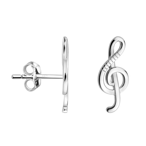 SOFIA MILANI - Boucles d'Oreilles pour Femme en Argent 925 - Clou d'Oreille en Forme de Musique Clé de Sol - E0674