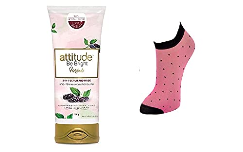 Amway - attitude be bright herbals 2-in-1 scrub and mask and women thin socks [free size] [Assorted Colors]-image-20