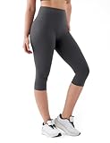 K-Swiss Women's 16' Capri Leggings - No Front Seam Soft Stretchy High Waist, Gray L