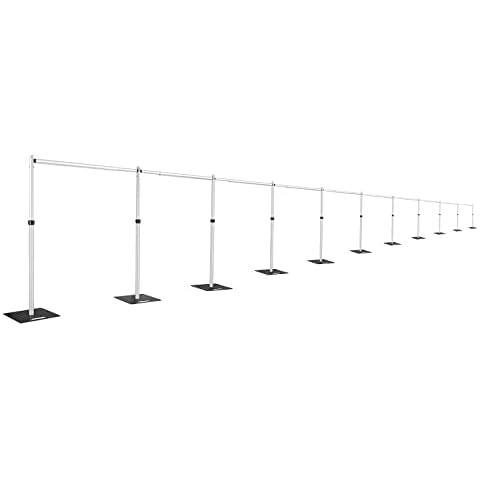 Hecis Portable Pipe and Drape Backdrop Stand 6-10' Tall x 10-100' Wide, Adjustable Pipe and Drape Backdrop Kit for Event， Party, Trade Shows and Wedding Decor Cover