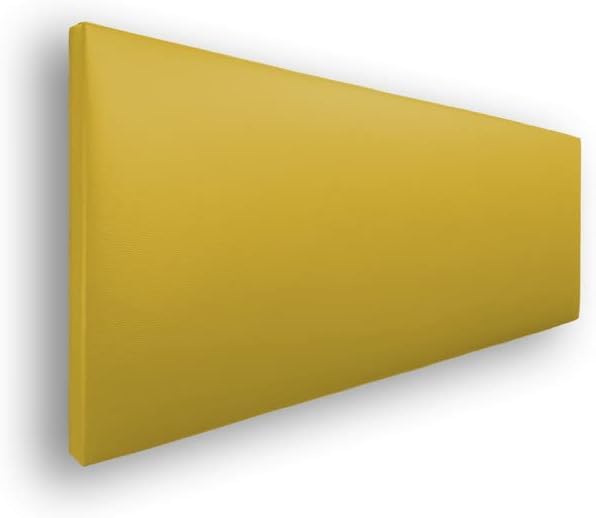 Silcar Home - Cabecero de Cama 135 Amarillo Jep - Estructura de Madera, Tapizado en Polipiel Liso, Diseño Moderno, Fácil Instalación, Acolchado - Polipiel Amarillo, 135 cm