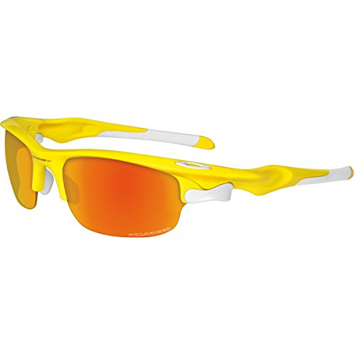 Oakley Men's 0OO9097 Fast Jacket Square Sunglasses, Lemon Peel/Fire Iridium Polarized, 71 mm