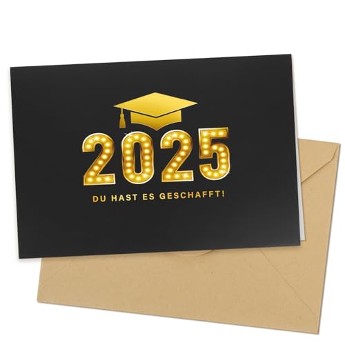 BETESSIN Glückwunschkarte zur Graduation 2025 - Du hast es geschafft - Abitur 2025 Karte mit Umschlag - Bestandene prüfung Geschenk zum Abitur, Bachelor & Master Abschluss