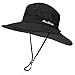 Women's Outdoor UV-Protection-Foldable Sun-Hats Mesh Wide-Brim Beach Fishing Hat with Ponytail-Hole Black