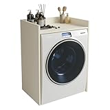 INNOVAHOME Armario para lavadora macizo de placa de 18 mm, extraestable y duradero, fácil montaje sin agujeros, armario de superestructura para lavadora y secadora, color beige, 66 x 97 x 62 cm