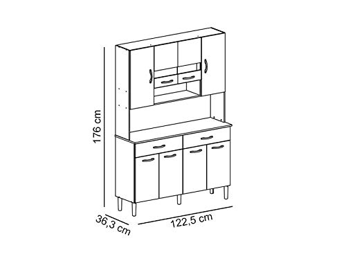 Cozinha Compacta Vogue Kits Paraná Com 8 Portas e 2 Gavetas - Arena Nogal