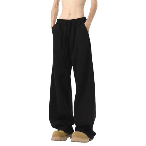 Men's Baggy Sweatpants Low Waist Wide Leg Pants Y2K Streetwear Drawstring Vintage Casual Loose Sweat Pants