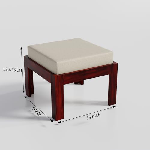 Image of Solid Sheesham Wood Coffee Table with 4 Stool | Square Centre Table with Stool | Center Table with 4 Stools for Living Room | Patio Table with 4 Puffy for Home | Espresso Finish