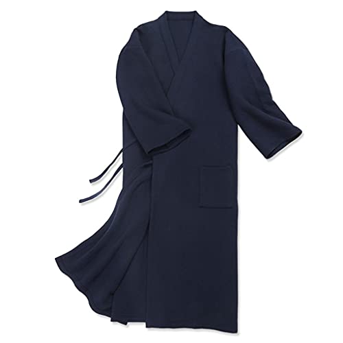 DUYHBAWRS Bathrobe Men's Thin Loose Relaxing Comfortable Bathrobes Pajamas Homewear Can Be Weared Outside(D,M code)