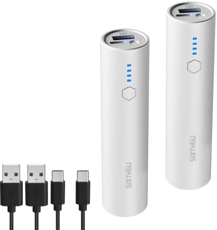 S03 Portable Charger, 5000mAh 2-Pack Small Power Bank with Fast Charging, USB-C Output Compatible with iPhone, Samsung, and More, White