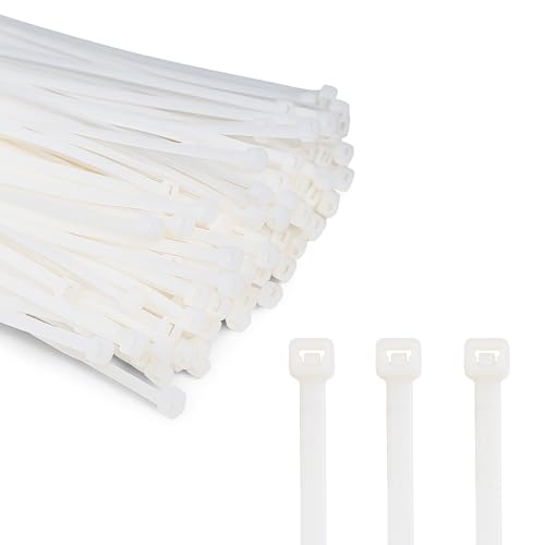 ERKO 100 pièces d'attaches de câble professionnelles 400 x 4,8 mm Poignée d'attache de câble couleur blanc, résistante à la température