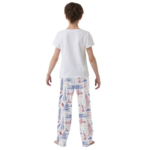American Statue of Liberty Boys Long Pants Soft Trousers Elastic Waist Kids Lounge Bottoms with Pockets S-XL3