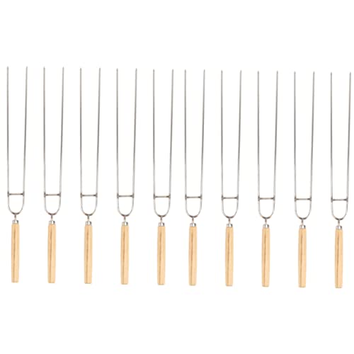 YARNOW 10 Pezzi del barbecue spiedini legno spiedo kebab Utensili per barbecue kit bbq ondulato forchetta da griglia strumenti di cottura barbecue strumenti per grill di legno Beige