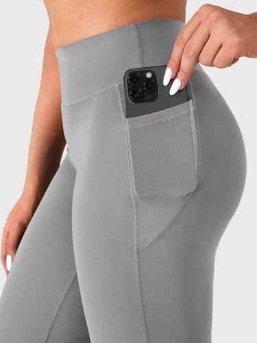 Image of YEOREO Ease Workout Leggings with Pockets for Women No Front Seam Straight Leggings High Waist Wide Leg Yoga Pants 29 inch / 31.5 inch