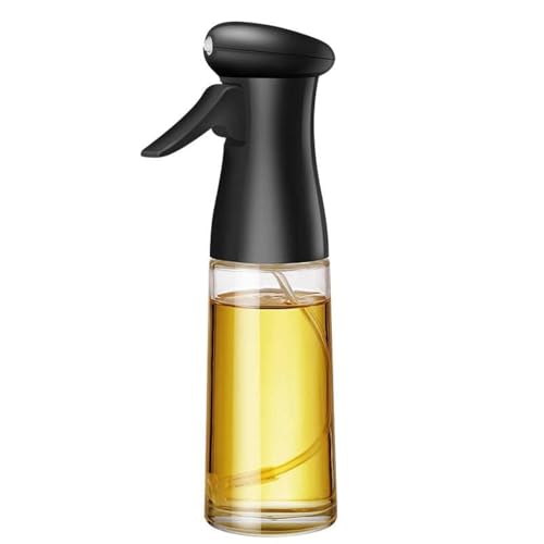 Glass Oil Sprayer for Cooking, 7oz Olive Oil Mister, Food Grade Portable Reusable Oil Vinegar Spritzer Sprayer Bottles for Air Fryer, Kitchen, Salad, Baking, BBQ, Frying(black)