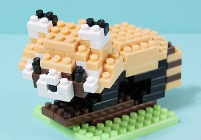 Assembled DAISO Petit Block Lesser Panda model, side view