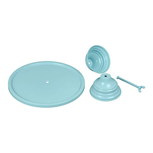 Image of Non Revolving Cake Stand Pedestal 11 inch Diameter (Top), Strong Metal (Sky Blue)