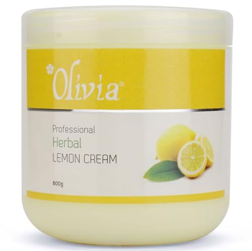 Image of Olivia Professional Herbal Lemon Cream with Lemon Extract & Olive Oil | Revitalizing & Moisturising Cream for Radiant, Even-Toned Skin | Reduces Dark Spots, Tightens Pores & Nourishes Gently | 800g