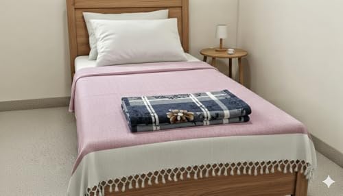 Image of Cotton Bedsheets for Single Bed, 60 x 90 inch, Pure Cotton, Breathable Fabric, Pack of 2 Pink & Yellow (1, Peach-Single-Peice)
