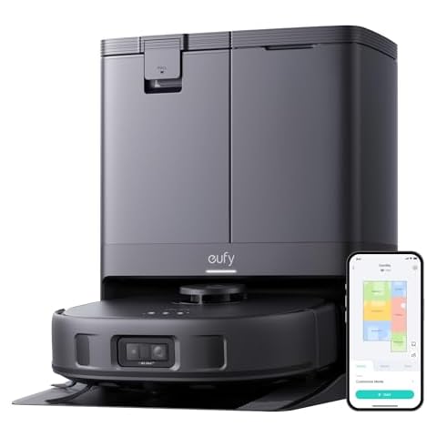 eufy X10 Pro Omni Robot Vacuum and Mop Combo, 8,000 Pa Suction, Dual Mops with 12 mm Auto-Lift and Carpet Detection, AI Obstacle Avoidance, Auto Mop Washing, Auto Drying, Self-Emptying, Self-Refilling Cover