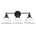Design House 588301 Savannah Farmhouse 3-Light Indoor Bathroom Vanity Light Dimmable White Metal Shade for Over The Mirror, Matte Black