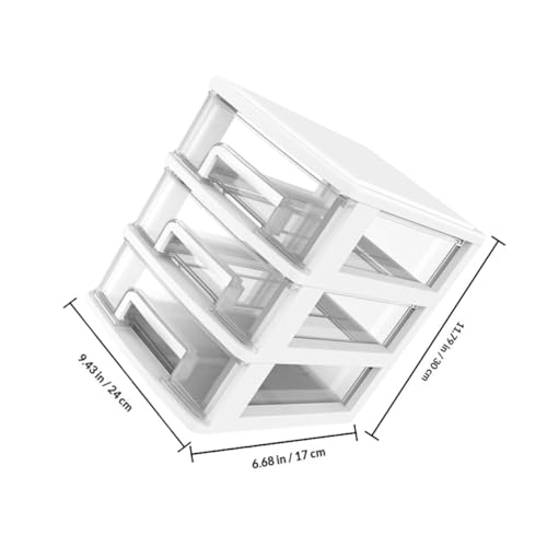 Armoire de rangement 3 tiroirs plastique transparent blanc moyenne - 4
