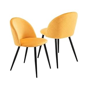 My Art Design – Set of 2 Stunning Velvet Yellow Chairs Soft Padded for Home, Office & Hotel.