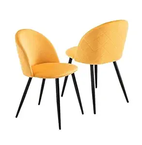 My Art Design - Set of 2 Stunning Velvet Yellow Chairs Soft Padded for Home, Office & Hotel.