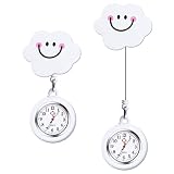 Vicloon montre de broche, 2pcs Montre à Gousset D'infirmière en Silicone, Broches pour Infirmières et Professionnels de la Santé (Nuages)