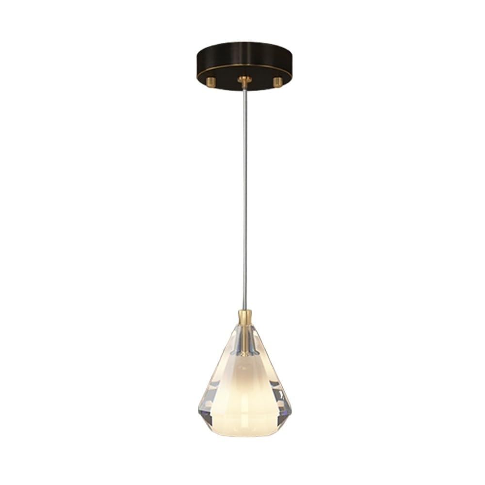 ITOSUI Modern Crystal Pendant Light Copper Diamond Faceted Glass Hanging Lamp with 59.1" Cord 3.9-Inch Bedside Ceiling Fixture for Kitchen Island Dining Room E26(Black)