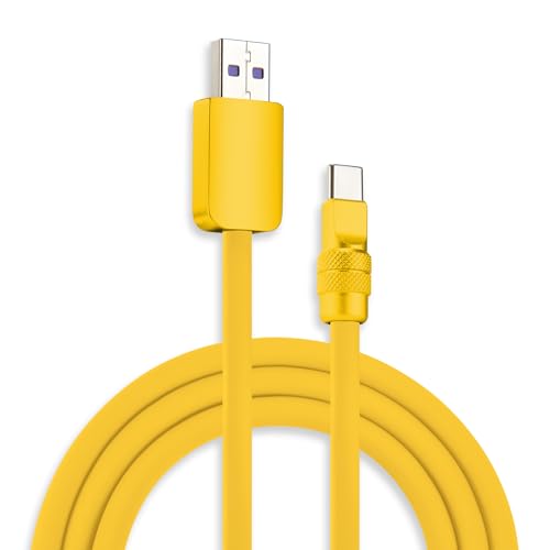 Image of chubbycable Chubby 2.0 Fast Charging Cable Durable Soft Silicone USB C Cable 120W Extra Thick Phone Charger Cord Data Transfer Cord, Yellow+Yellow, USB-A to Type-C, 13.1 FT