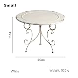 TentHome Retro żelazna doniczka na kwiaty, stołek, balkon, pothos i pająk, stojący, salon, wewnętrzny stojak do przechowywania, okrągły metalowy stojak na rośliny (biały_mały)