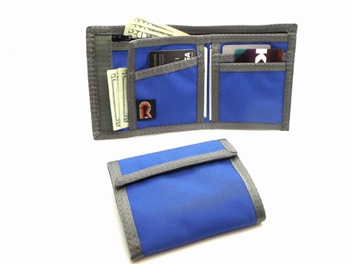 Image of Rainbow of California RFID Protection Original Nylon Bifold Wallet. USA Made (Royal Blue w /Foliage Trim)