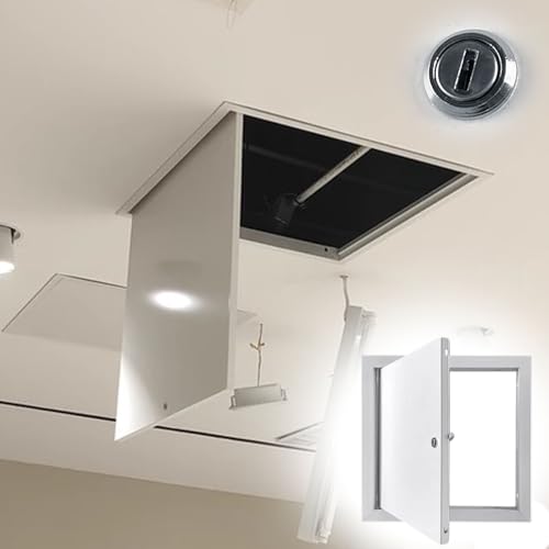 Oracra Ceiling Drywall Attic Access Panel Cover with Lock, Lockable Inspection Wall Hole Hatch Flush-Mounted, Metal Plumbing Valve Service Revision Plate(45x50cm/17.7x19.7in)