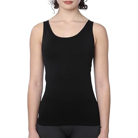Isadora Paccini Women's Black X-Large Sleeveless Scoop Neck Undershirt Adjustable Layering Tank Basic Tank Tops for Women, A80B-BLK-XL Cover