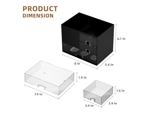 Image of Shuttle Art Black Desk Organizer with 3 Drawers & 5 Compartments | Multi-Functional Pen Pencil Holder for Office, Home & Study Table | Desktop Storage Box for Stationery, Art Supplies & Accessories