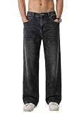 JMIERR Jeans Herren Baggy Baumwolle Weite Jeans Hose Herren Stretch Vintage Loose Fit   Bequeme Streetwear Freizeithosen Schwarz L