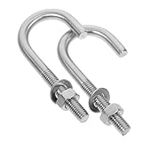 UKCOCO 2pcs M8x80mm Ground Anchor Bolts Heavy Duty Embedded J-Bolt Hooks Steel Post Concrete Fasteners for Industrial and Construction Use