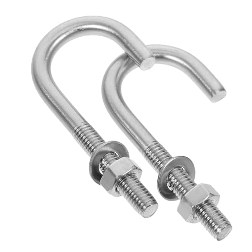 UKCOCO 2pcs M8x80mm Ground Anchor Bolts Heavy Duty Embedded J-Bolt Hooks Steel Post Concrete Fasteners for Industrial and Construction Use