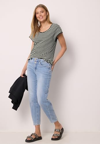 Camiseta de rayas mujer de algodón transpirable y cuello redondo 3
