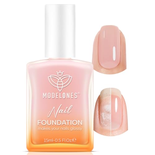 modelones Nail Strengthener and Growth Peachy Pink Nail Polish Nail Repair for Damaged Nails Hardener Strengthening Polish Natural Concealer Foundation Toenails & Nail Care Gifts for Women