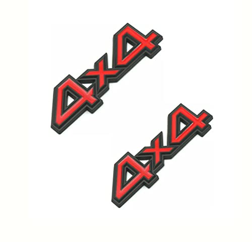 Image of 2 pc 4X4 Emblem 3D Badge Metal Sticker Tailgate Decals Car Side Fender Rear Trunk Emblem Fit for Universal Car Truck SUV Pickup 4Wd (Black-red)