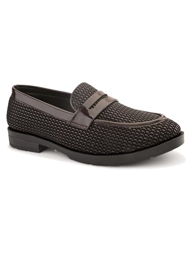 Image of STANPHORD Mens Loafers Men Brown Textured pu Round Toe Formal Slip on Moccasins Comfortable Durable Loafers Shoes